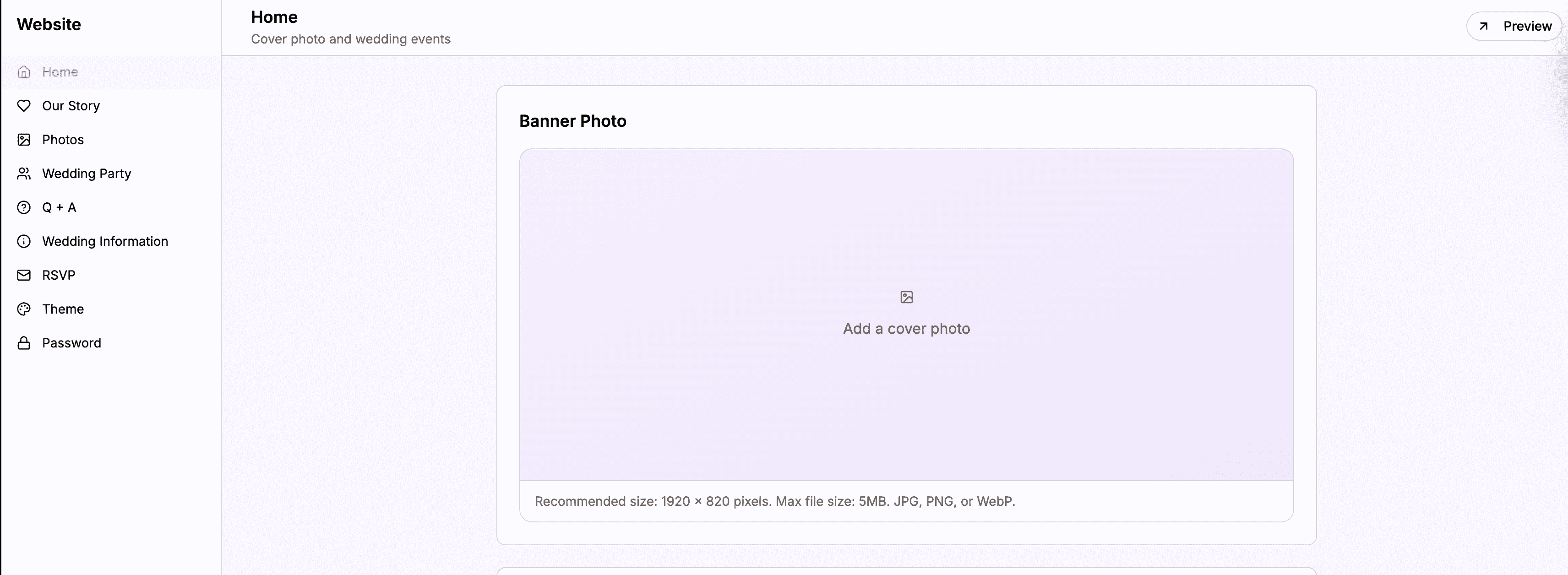 The cover photo upload section showing the drag-and-drop area