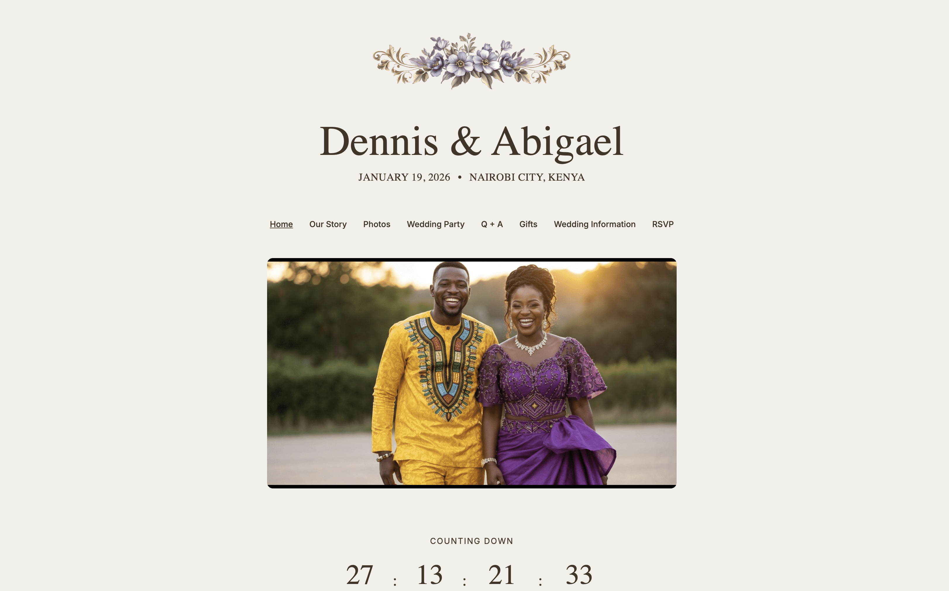 The live home page showing all elements together