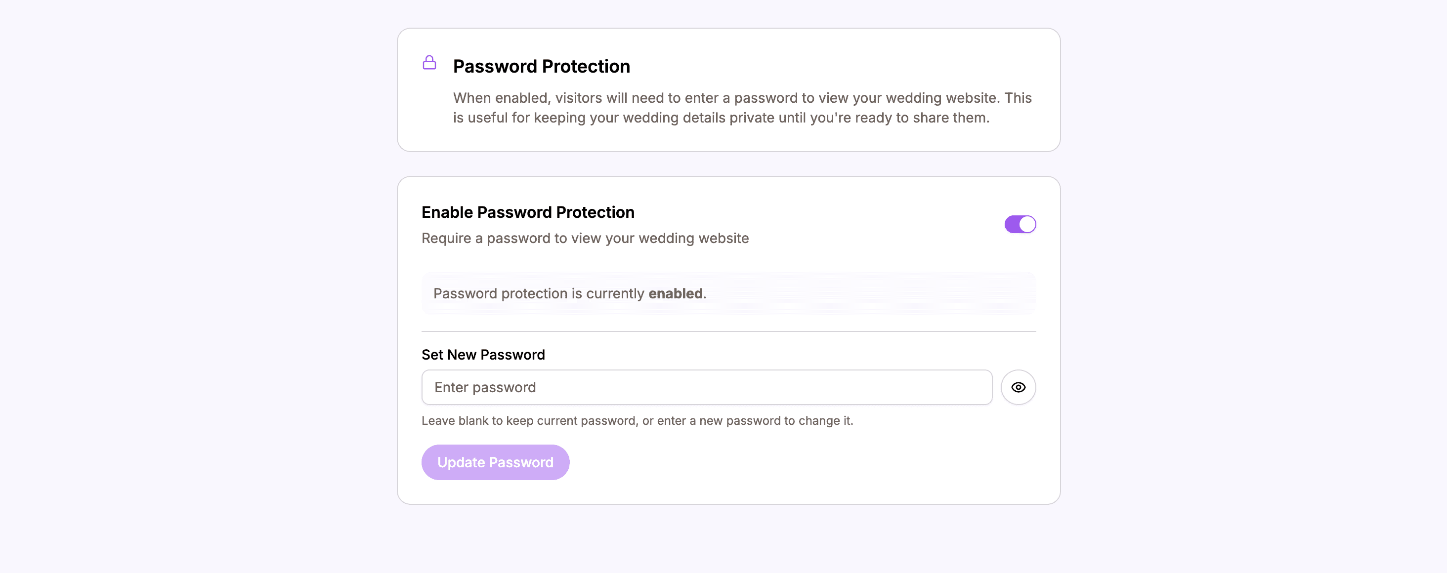 Password protection enabled state