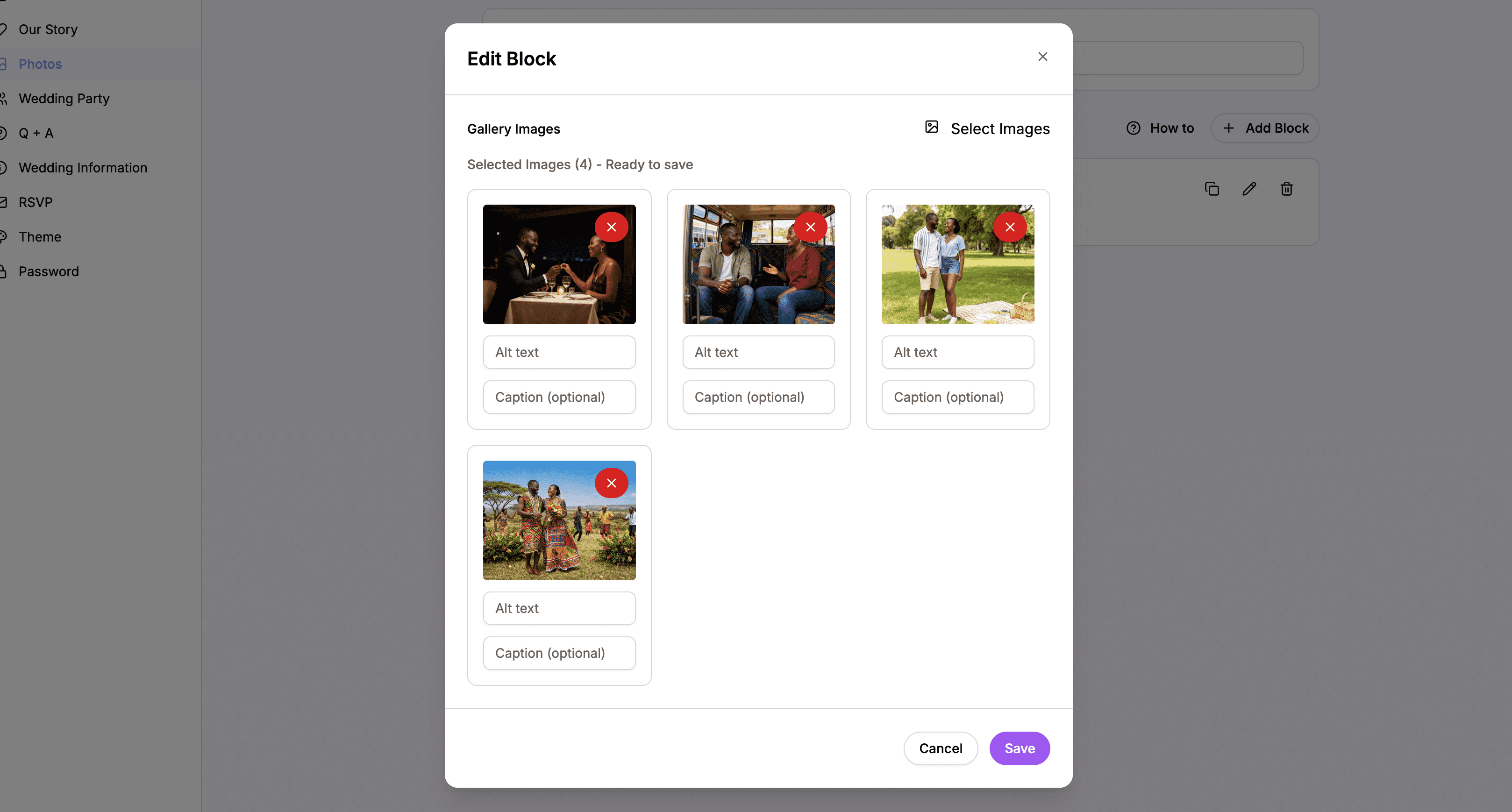 Photos uploading with progress indicators