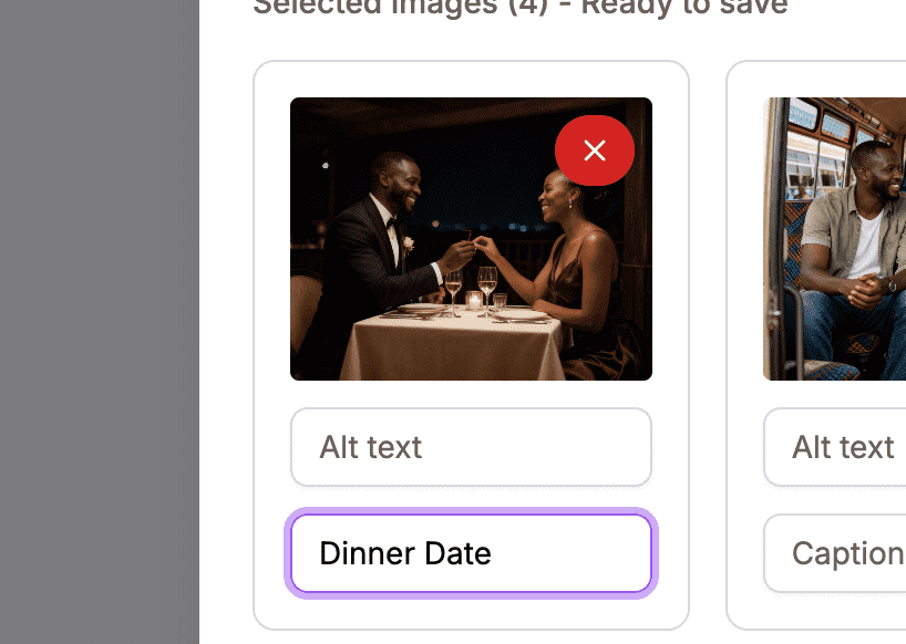 Adding a caption to a gallery photo