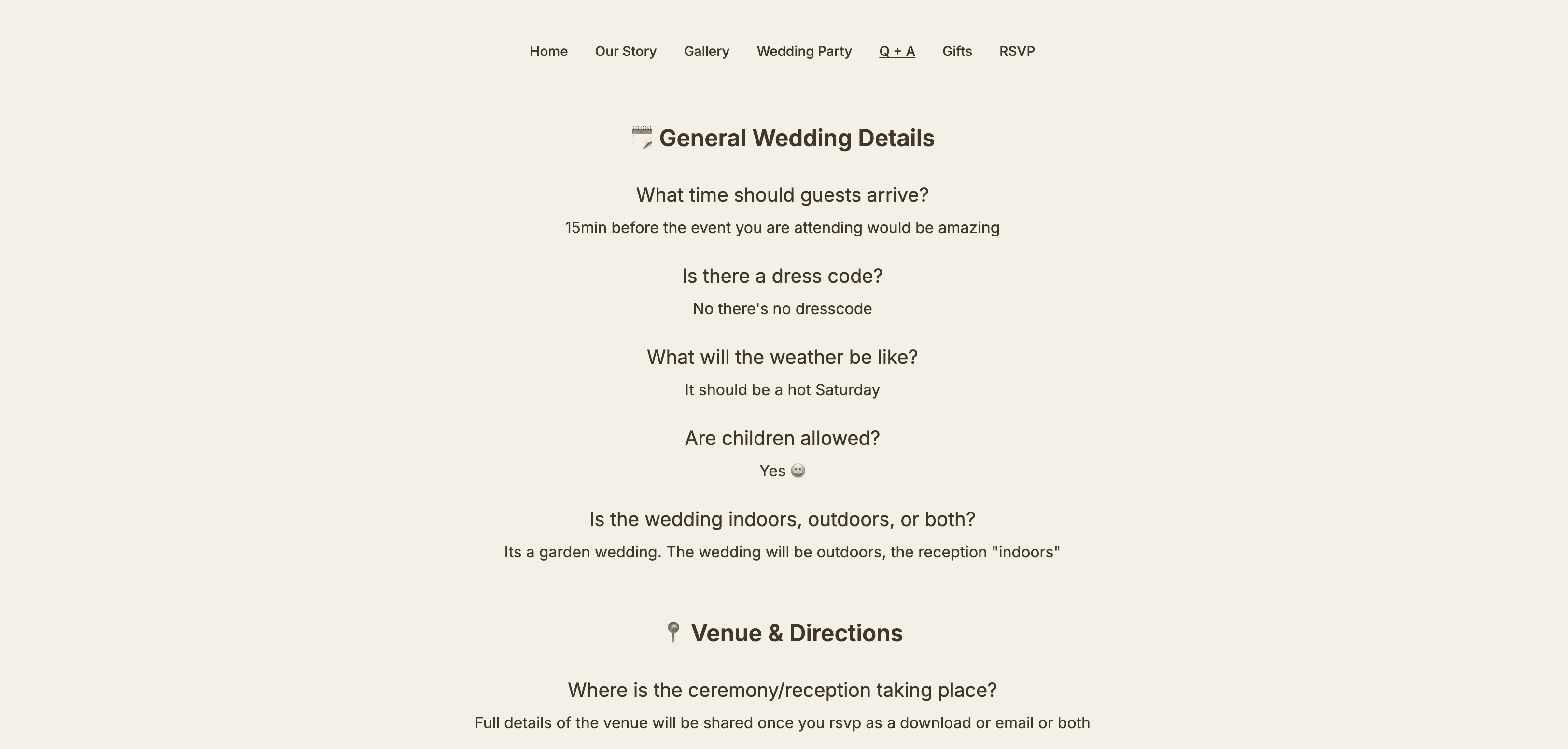 Q&A page as it appears on the live website