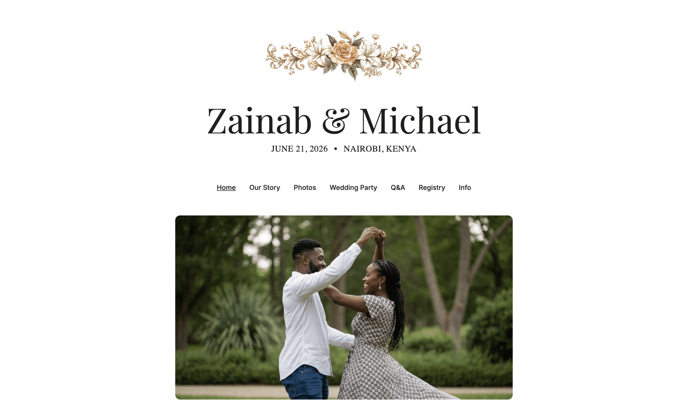 Website with theme applied