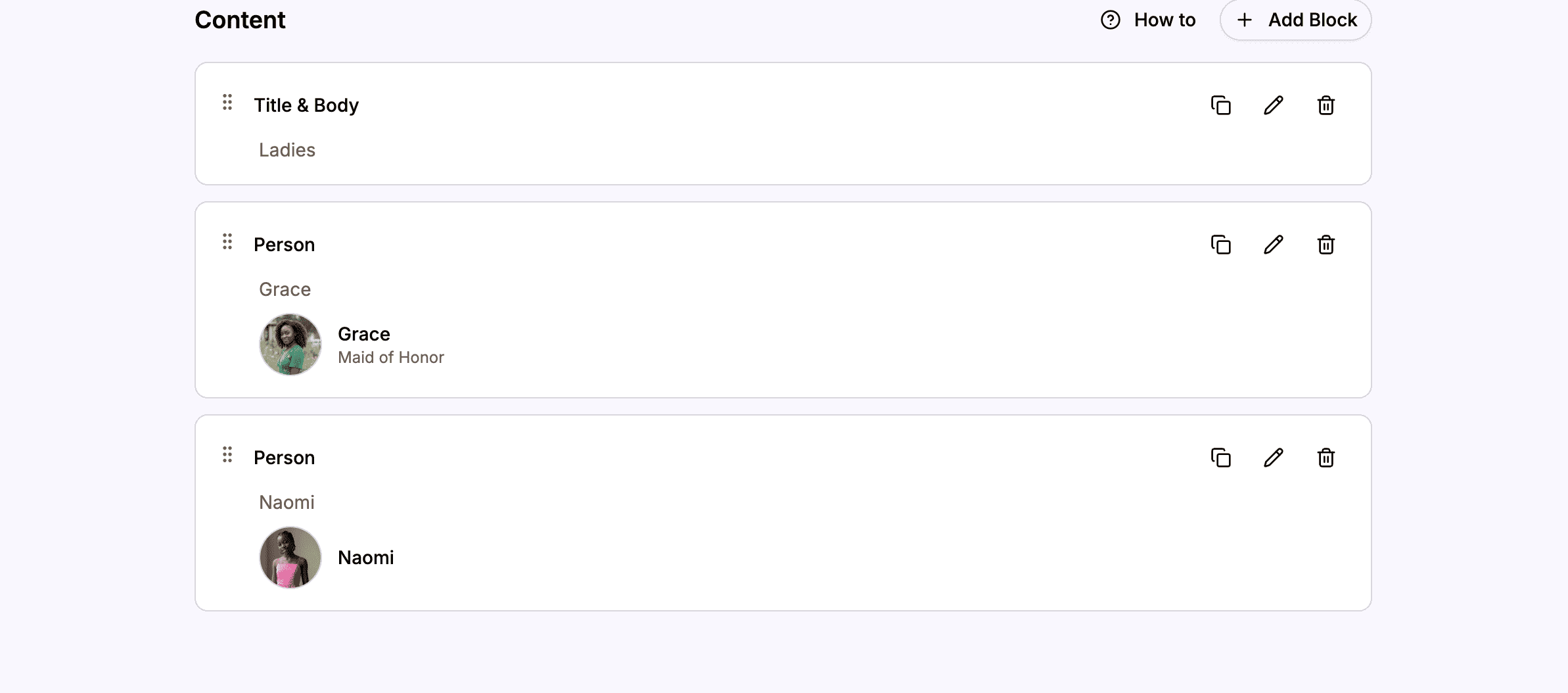 Multiple person blocks listed in the editor